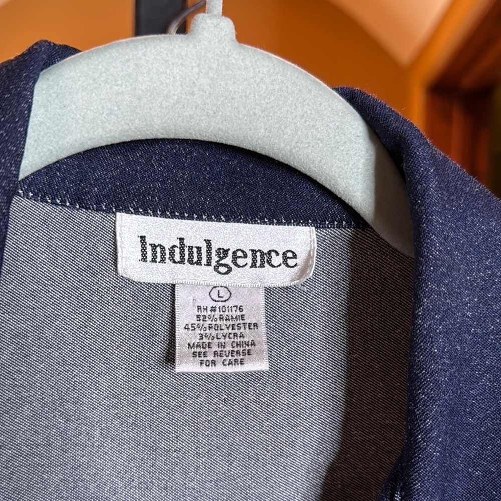 Vintage Indulgence Indigo Blue Jean Vest Pantsuit Size Large - Picture 3 of 13